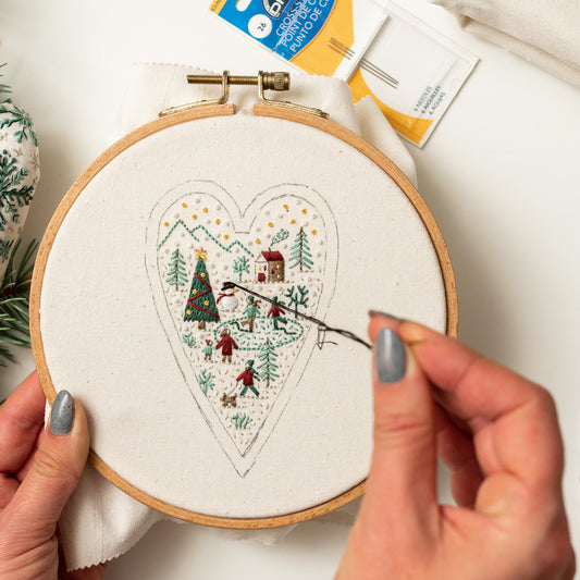 Holiday City Christmas Heart Ornament Embroidery Pattern PDF