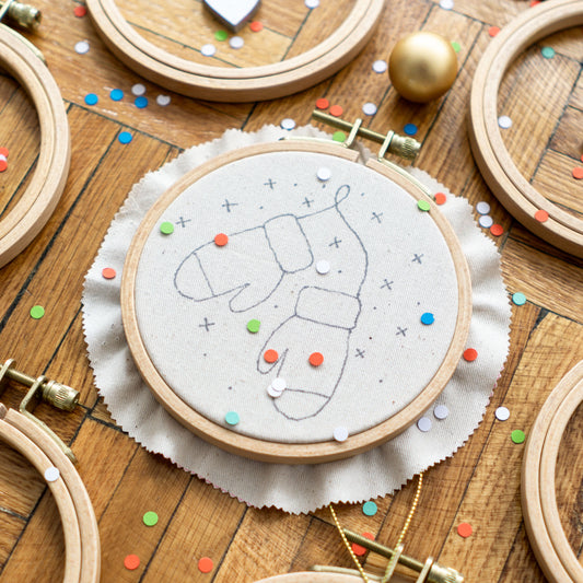 Cozy Mittens Embroidery Pattern PDF – Mini Hoop Ornament