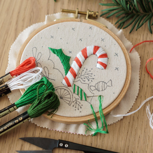 Christmas Bouquet Embroidery Pattern PDF – Mini Hoop Ornament
