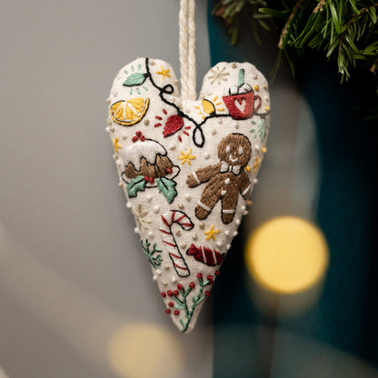 Sweet Party Christmas Heart Ornament Embroidery Pattern PDF