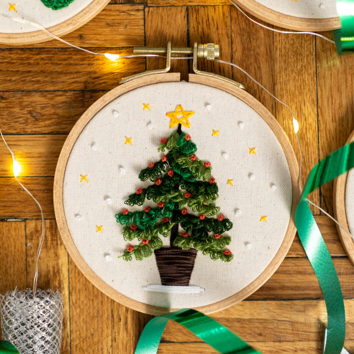 Christmas Tree Embroidery Pattern PDF – Mini Hoop Ornament