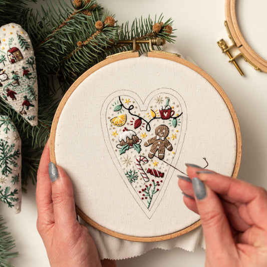 Sweet Party Christmas Heart Ornament Embroidery Pattern PDF