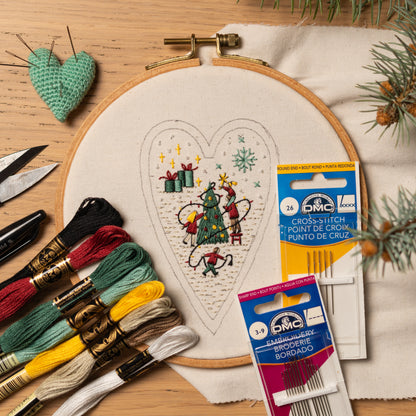 Decorating the Christmas Tree Heart Ornament Embroidery Pattern PDF