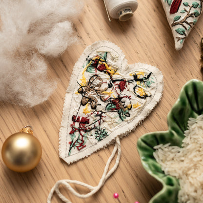 Sweet Party Christmas Heart Ornament Embroidery Pattern PDF