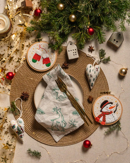 The North Star Winter Animals – Christmas Napkin Embroidery Pattern PDF