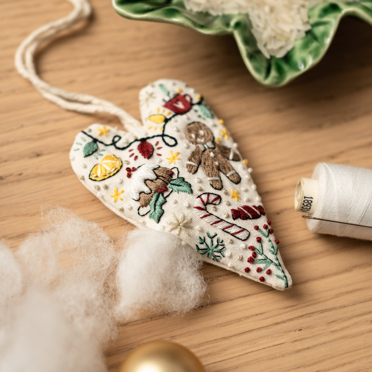 Sweet Party Christmas Heart Ornament Embroidery Pattern PDF