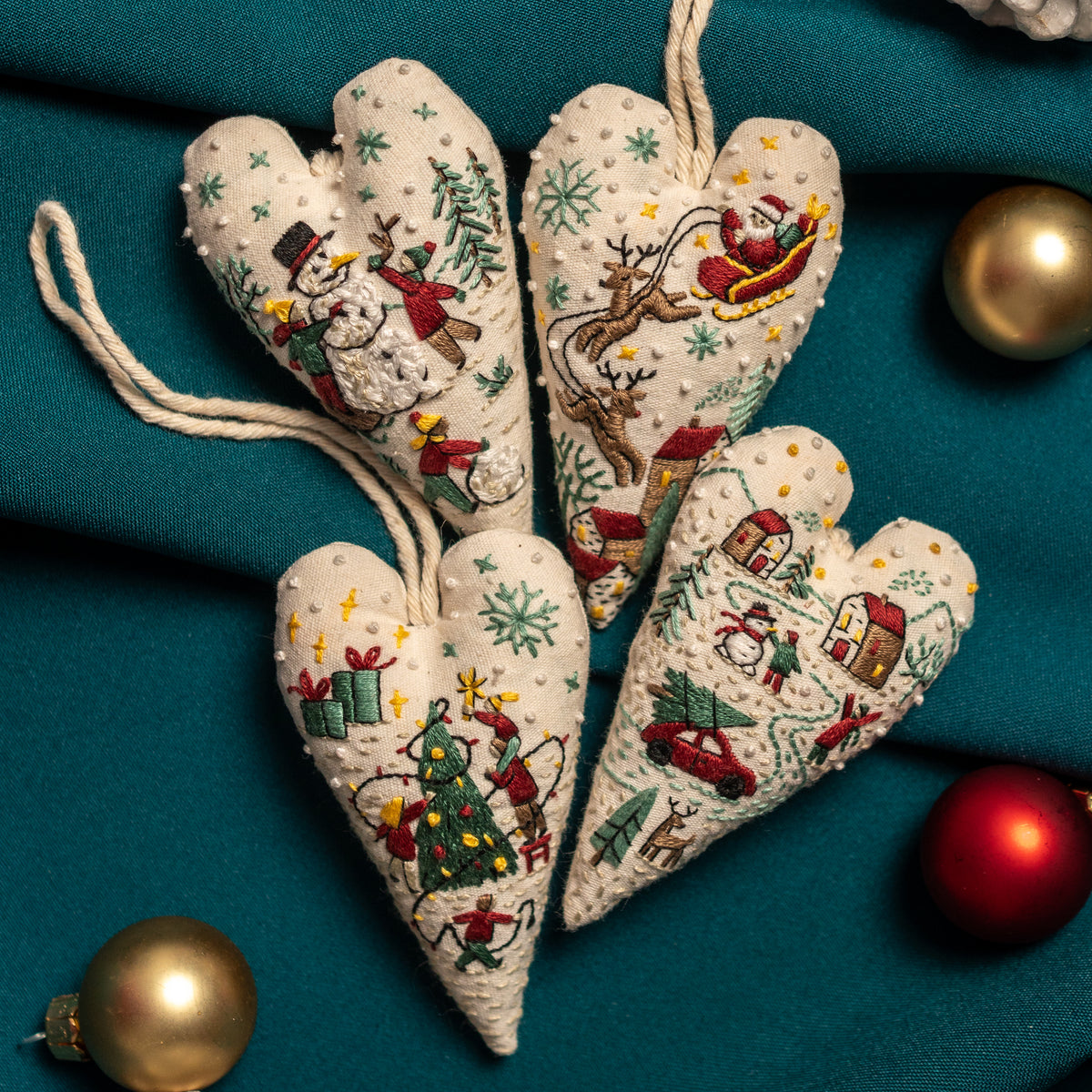 First Snow Joy Snowman Christmas Heart Ornament Embroidery Pattern PDF