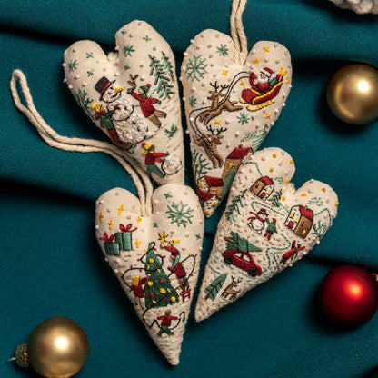 First Snow Joy Snowman Christmas Heart Ornament Embroidery Pattern PDF