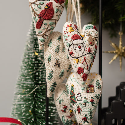 12 Christmas Heart Ornament Embroidery Patterns Bundle - PDF Collection