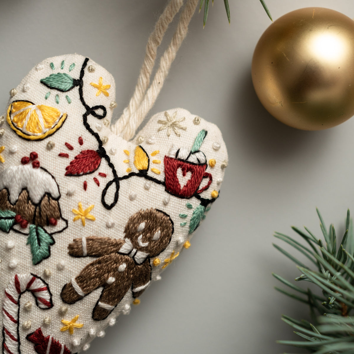 Sweet Party Christmas Heart Ornament Embroidery Pattern PDF