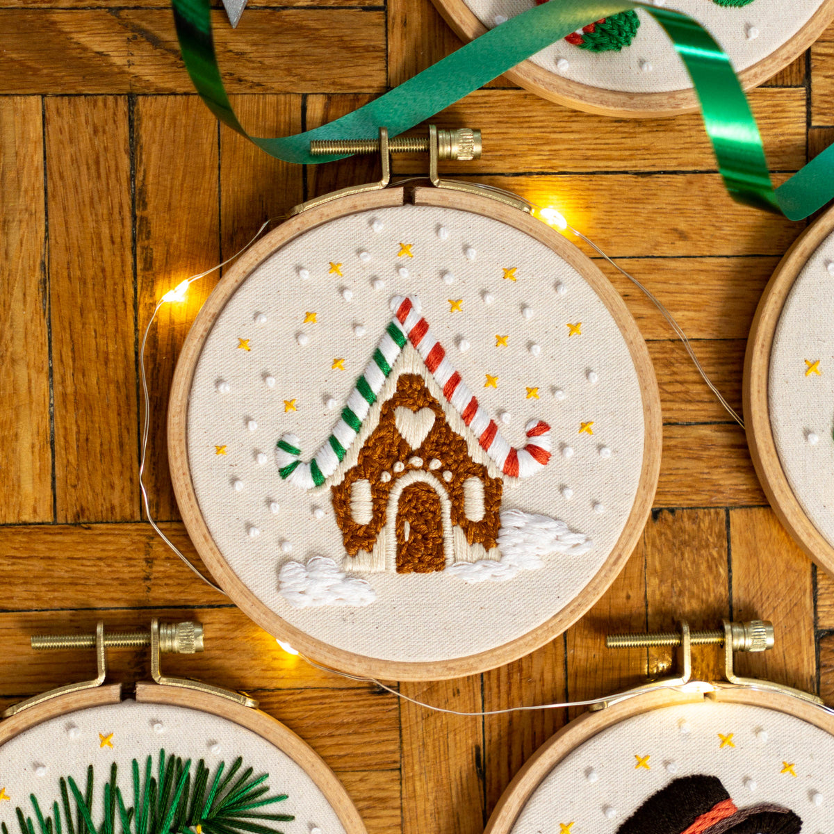 Gingerbread House Embroidery Pattern PDF – Mini Hoop Ornament