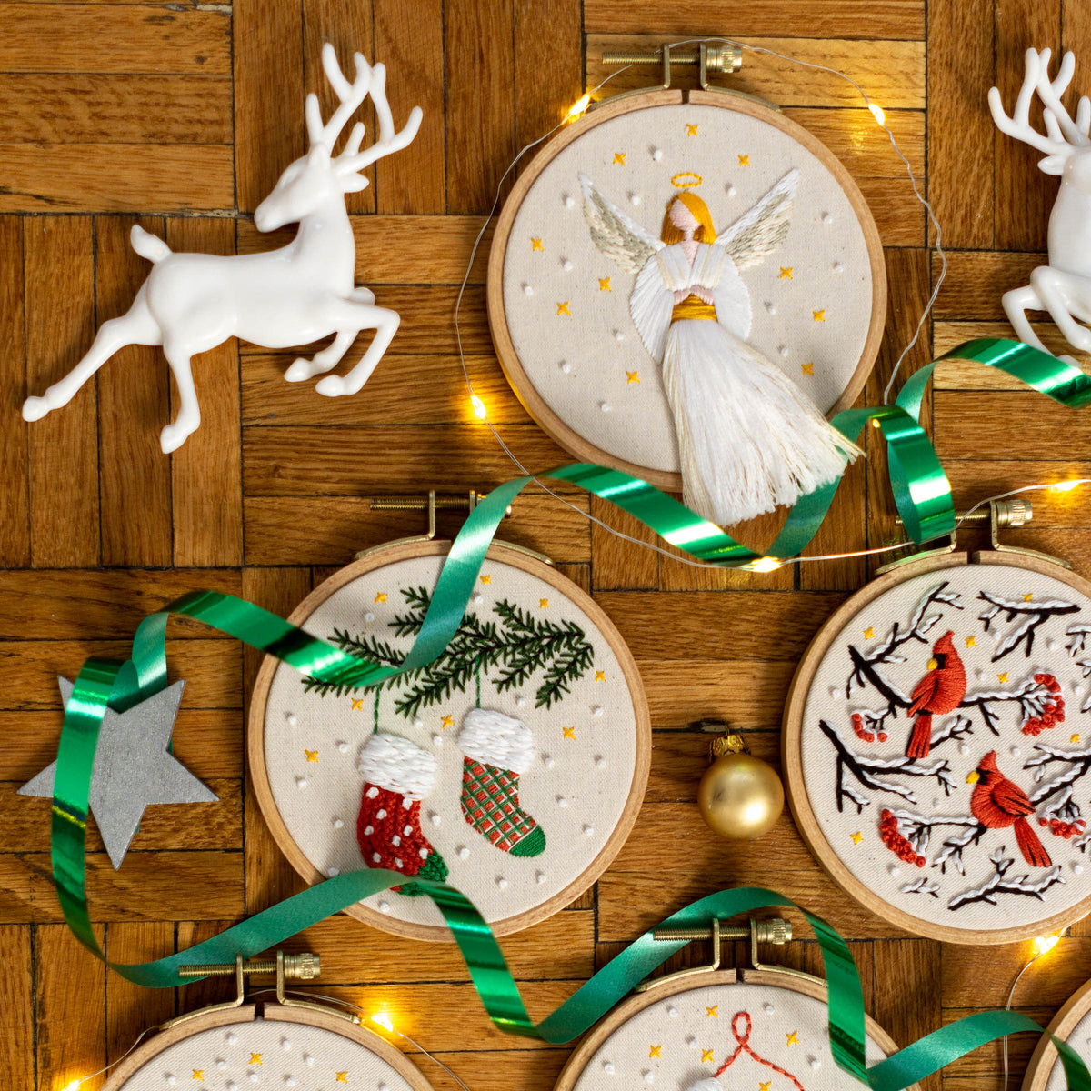 Christmas Embroidery Patterns Bundle – 10 Mini Hoop Ornaments PDF