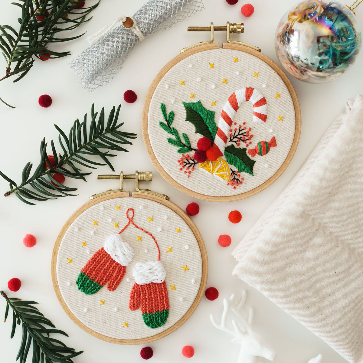 Cozy Mittens Embroidery Pattern PDF – Mini Hoop Ornament