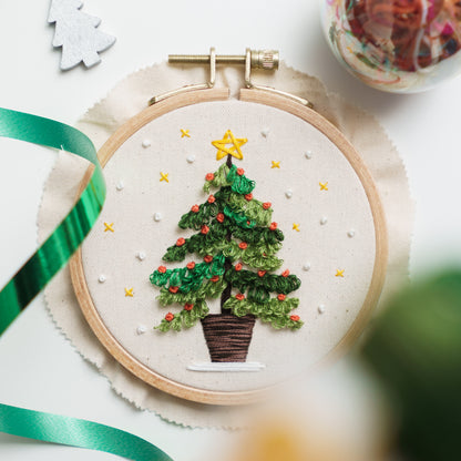 Christmas Tree Embroidery Pattern PDF – Mini Hoop Ornament