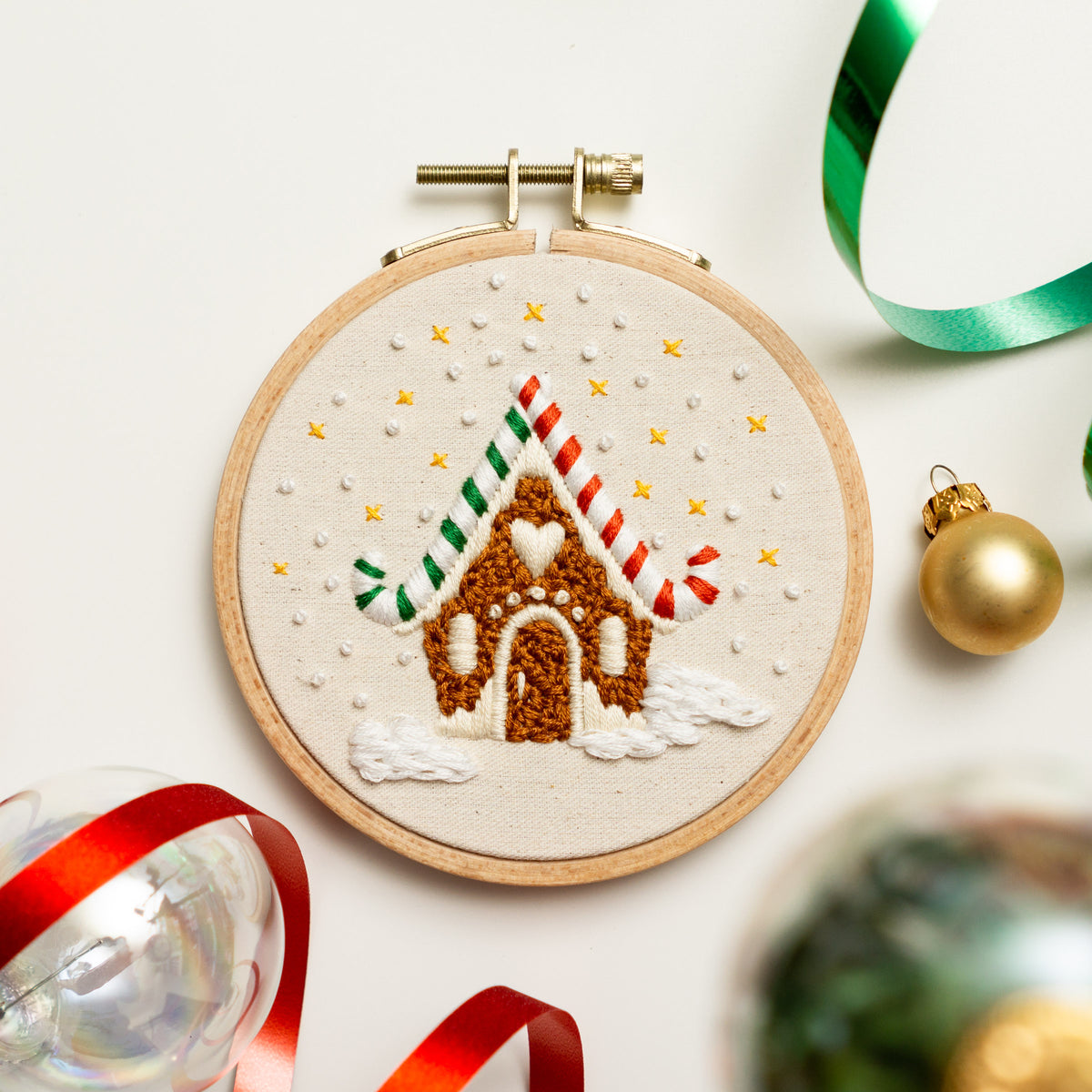 Gingerbread House Embroidery Pattern PDF – Mini Hoop Ornament