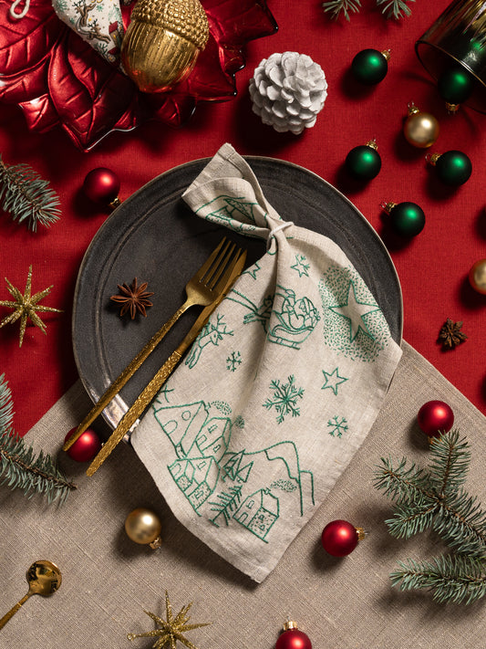 Santa Is Coming – Christmas Napkin Embroidery Pattern PDF