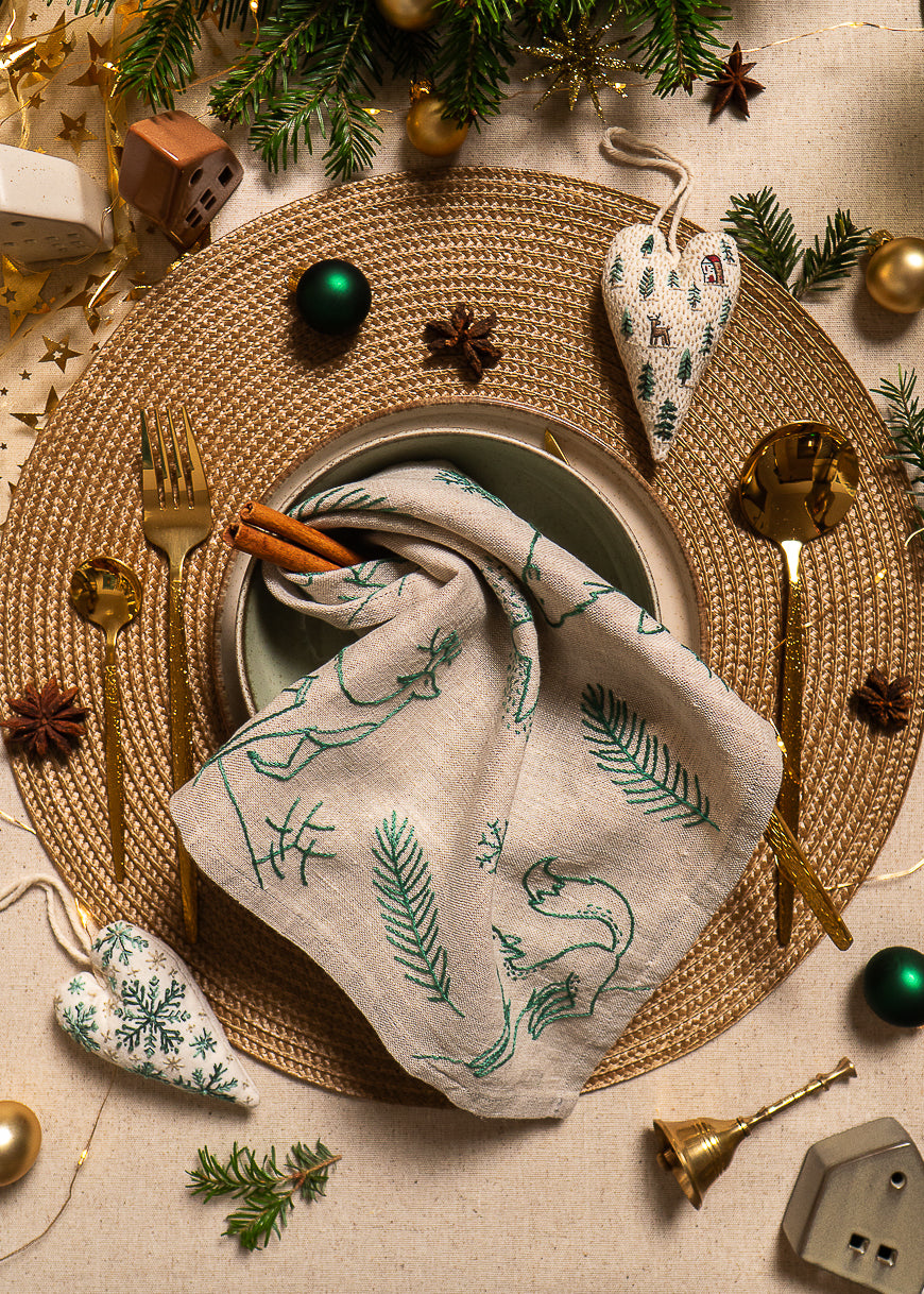 The North Star Winter Animals – Christmas Napkin Embroidery Pattern PDF
