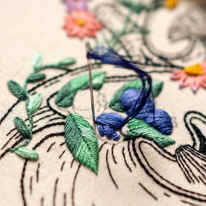 Healthy Kidney & Blueberry Flowers – Anatomical Embroidery Pattern PDF
