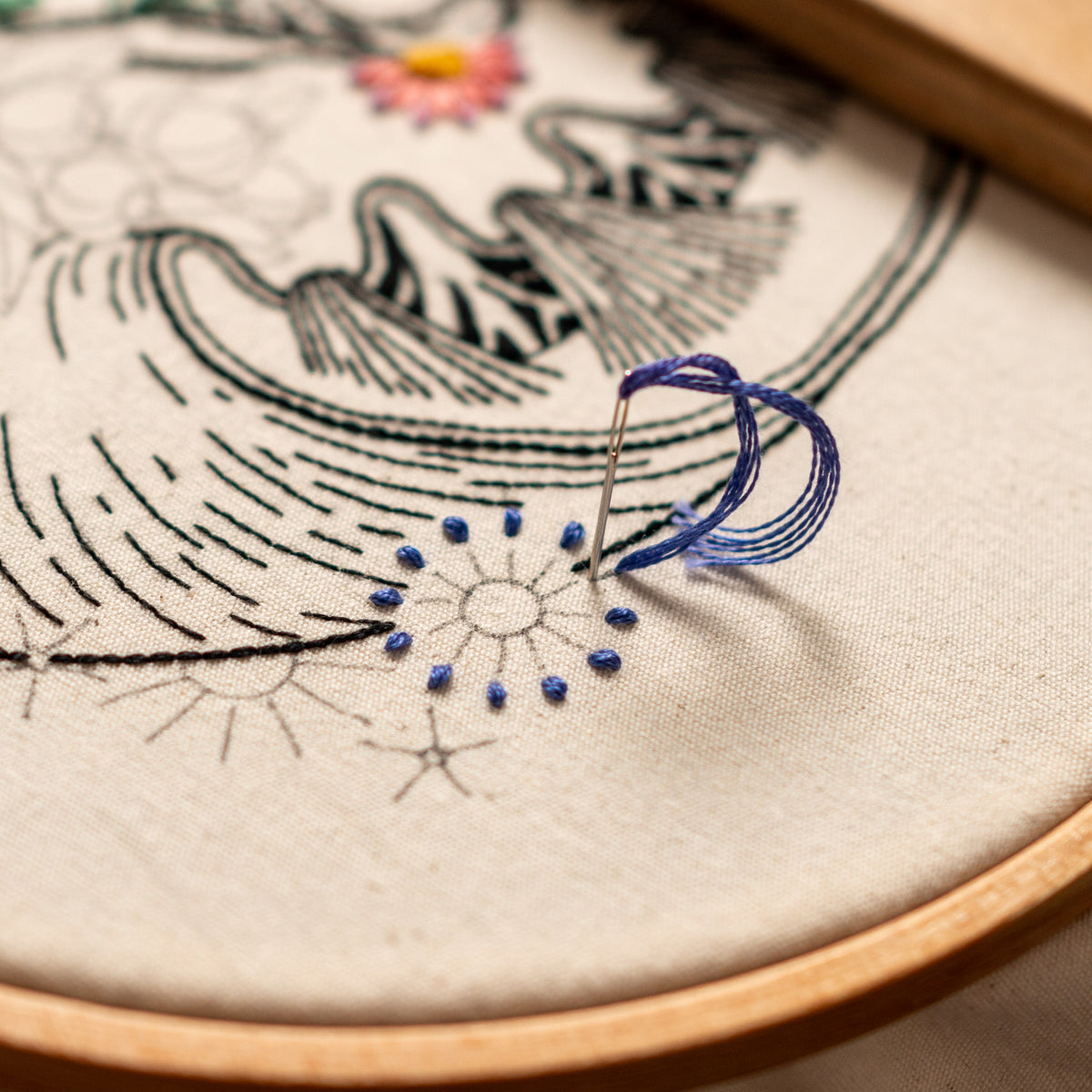 Healthy Kidney & Blueberry Flowers – Anatomical Embroidery Pattern PDF