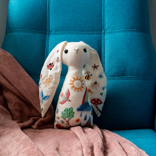 Toto Bunny Rainbow Meadow – Stuffed Bunny Sewing & Embroidery Pattern PDF
