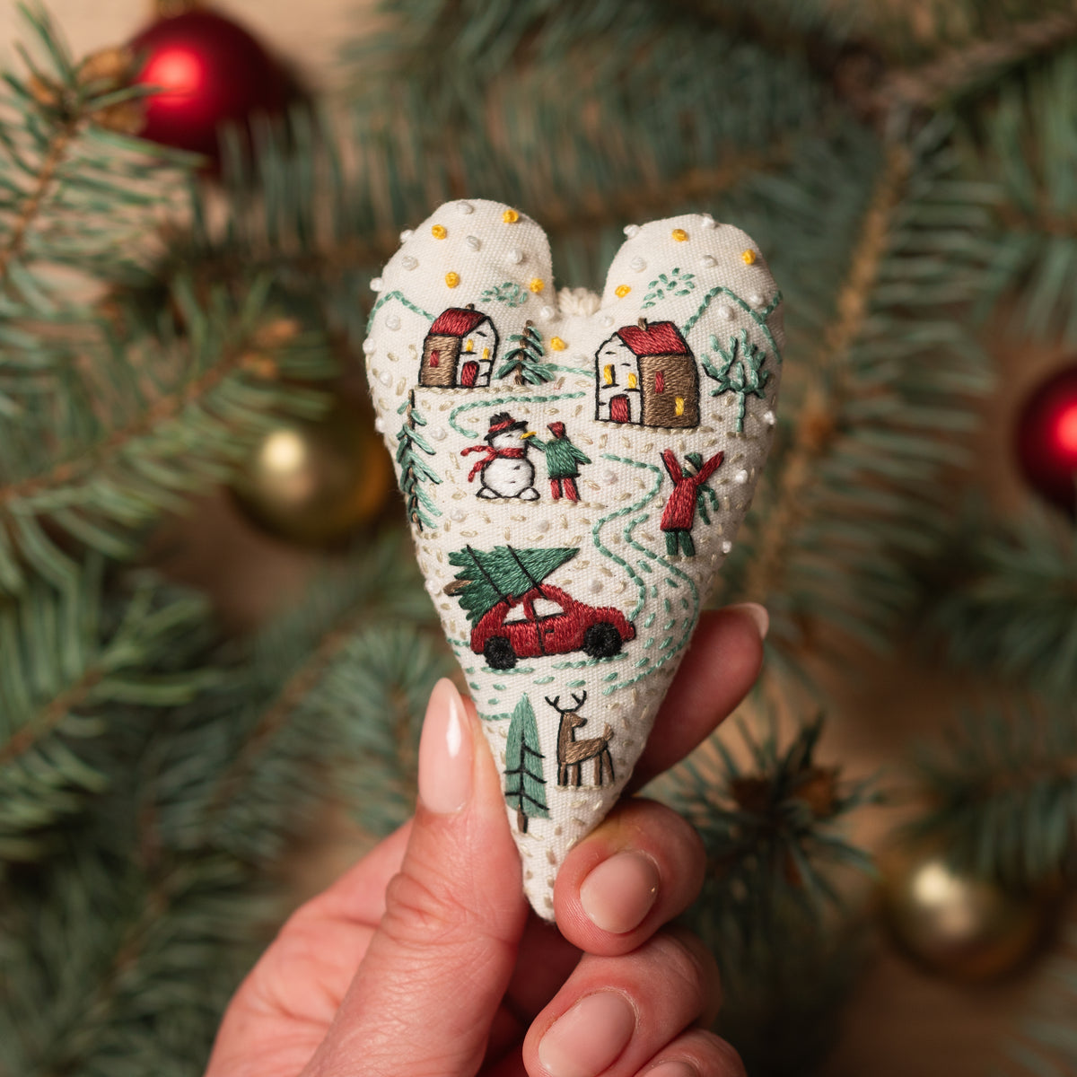 Christmas Tree Journey Heart Ornament Embroidery Pattern PDF