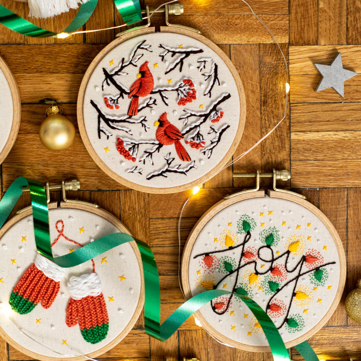Christmas Lights Embroidery Pattern PDF – Mini Hoop Ornament