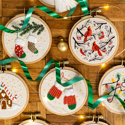 Christmas Embroidery Patterns Bundle – 10 Mini Hoop Ornaments PDF