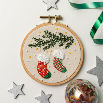 Christmas Stocking Embroidery Pattern PDF – Mini Hoop Ornament