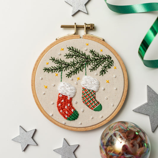 Christmas Stocking Embroidery Pattern PDF – Mini Hoop Ornament