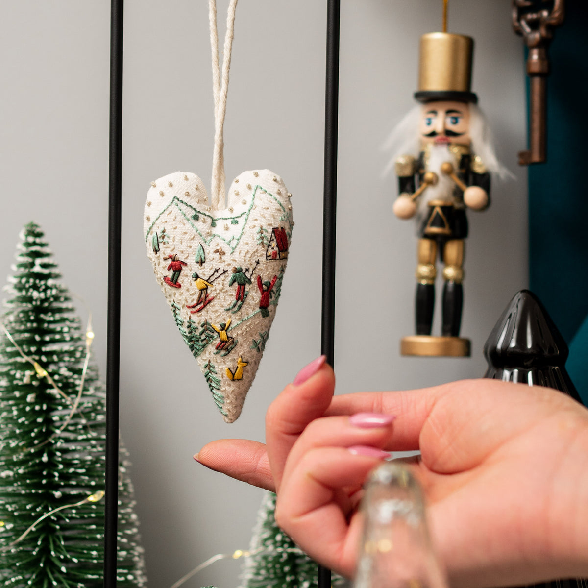 Winter Fun Christmas Heart Ornament Embroidery Pattern PDF