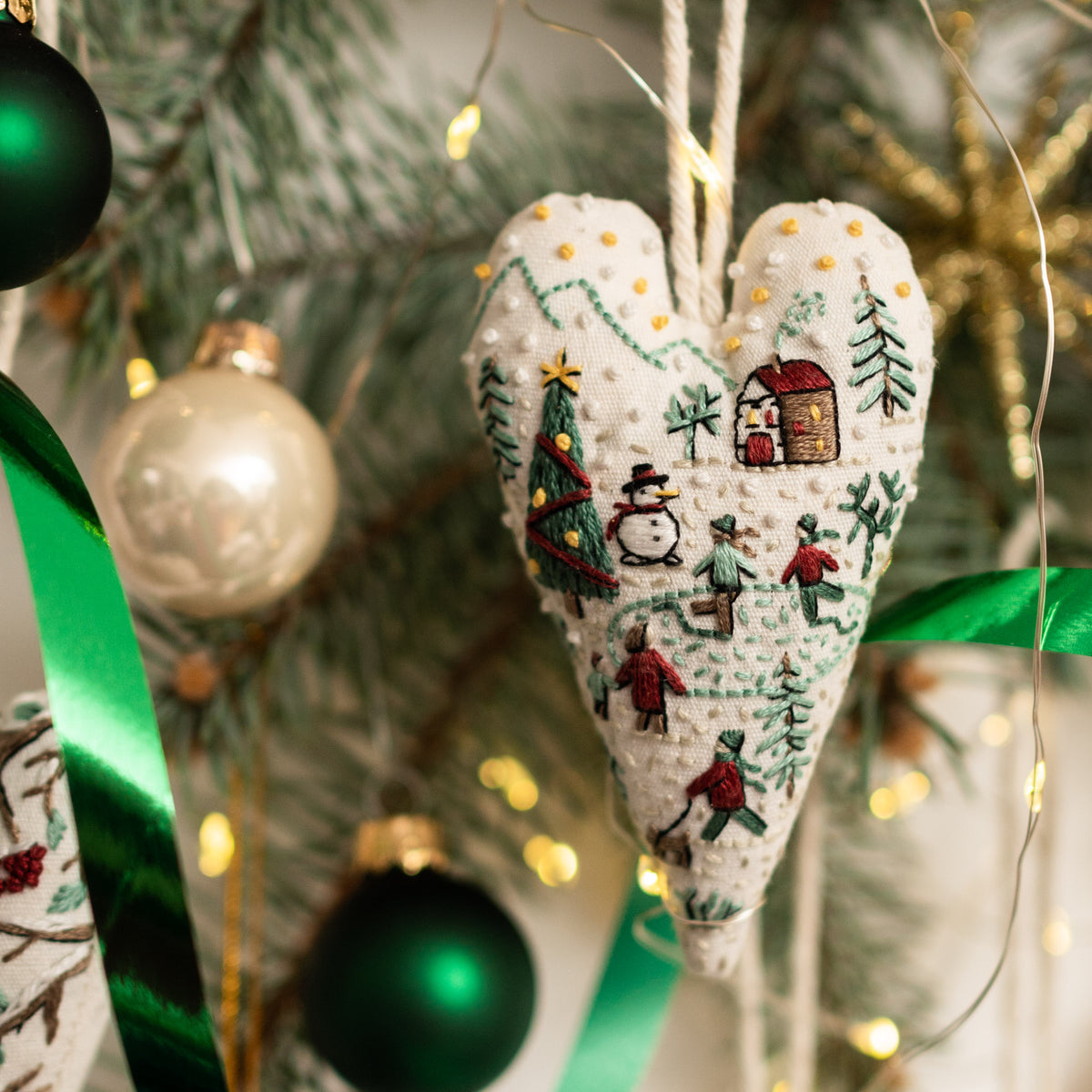 Holiday City Christmas Heart Ornament Embroidery Pattern PDF