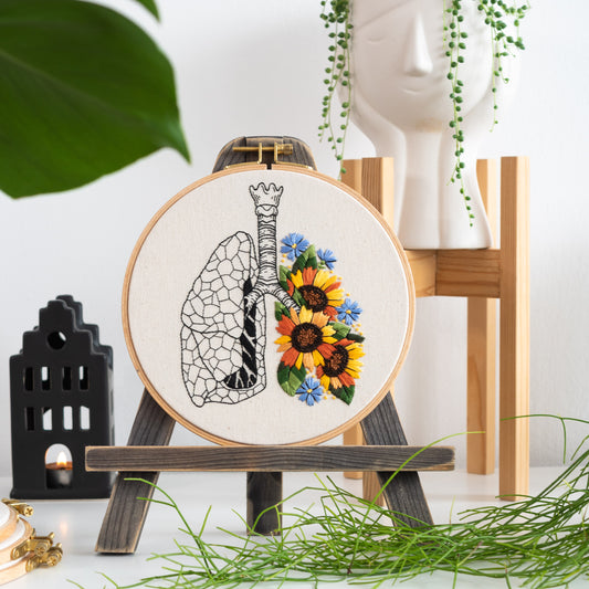 Sunflower Lungs & Floral Art – Anatomical Embroidery Pattern PDF