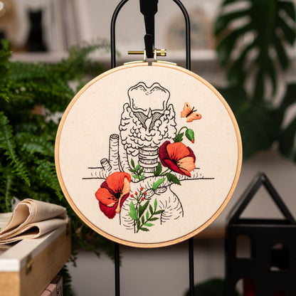 Delicate Thyroid & Poppy Flowers – Anatomical Embroidery Pattern PDF