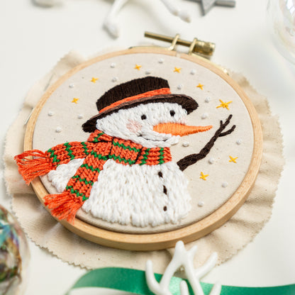 Snowman Embroidery Pattern PDF – Mini Hoop Ornament
