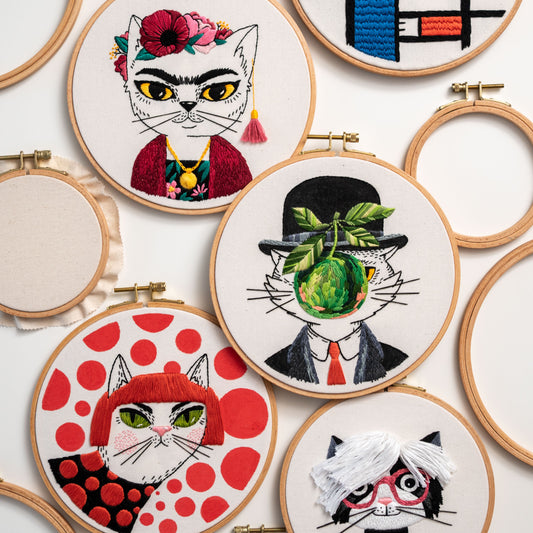 MEOWDERN ART – 5 Famous Artist Cat Embroidery Patterns Bundle PDF
