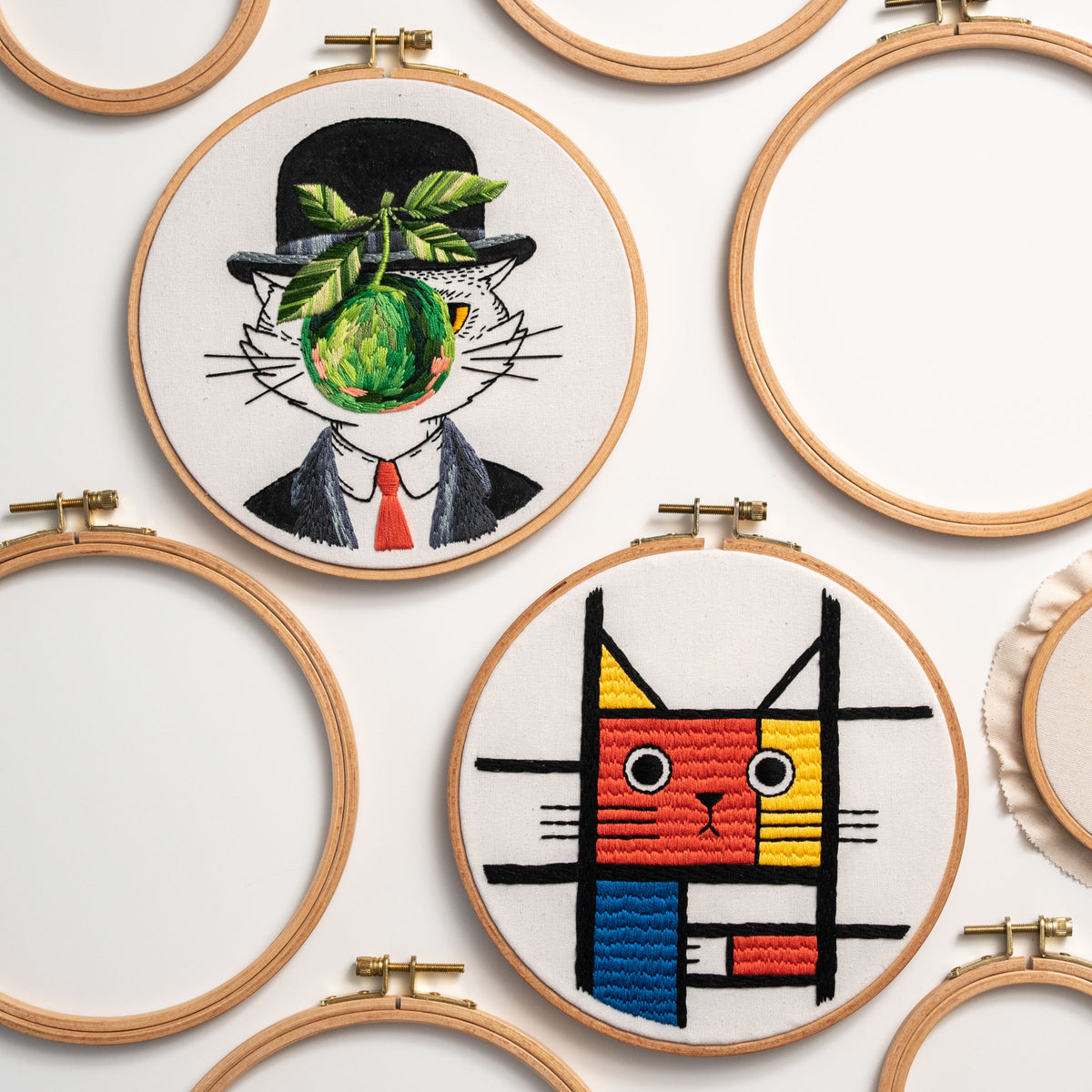 Rene Meowgritte & Surrealist Cat Art – Famous Artist Embroidery Pattern PDF