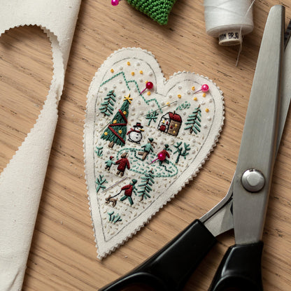 Holiday City Christmas Heart Ornament Embroidery Pattern PDF