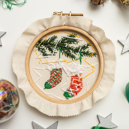 Christmas Stocking Embroidery Pattern PDF – Mini Hoop Ornament