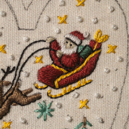 Santa’s Sleigh Christmas Heart Ornament Embroidery Pattern PDF