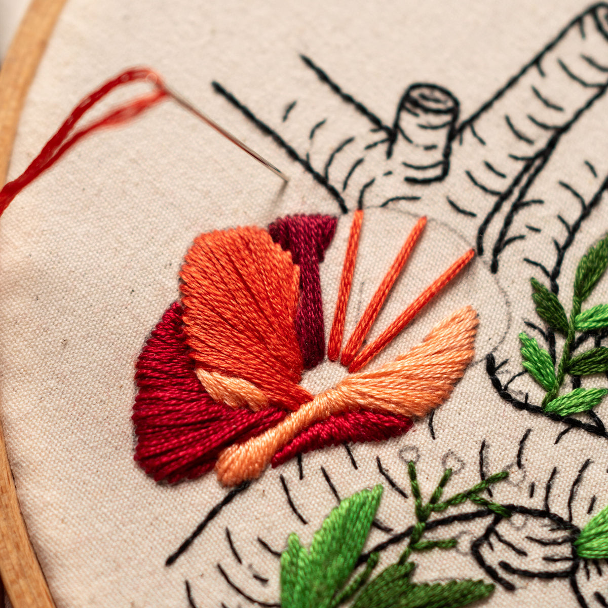 Delicate Thyroid & Poppy Flowers – Anatomical Embroidery Pattern PDF