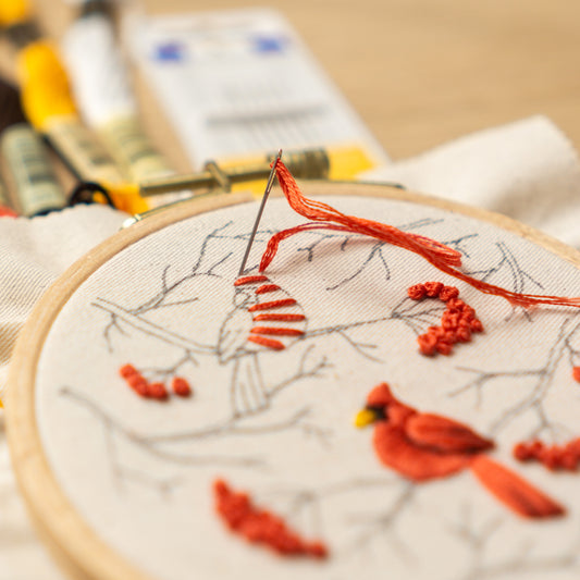 Christmas Cardinals Embroidery Pattern PDF – Mini Hoop Ornament