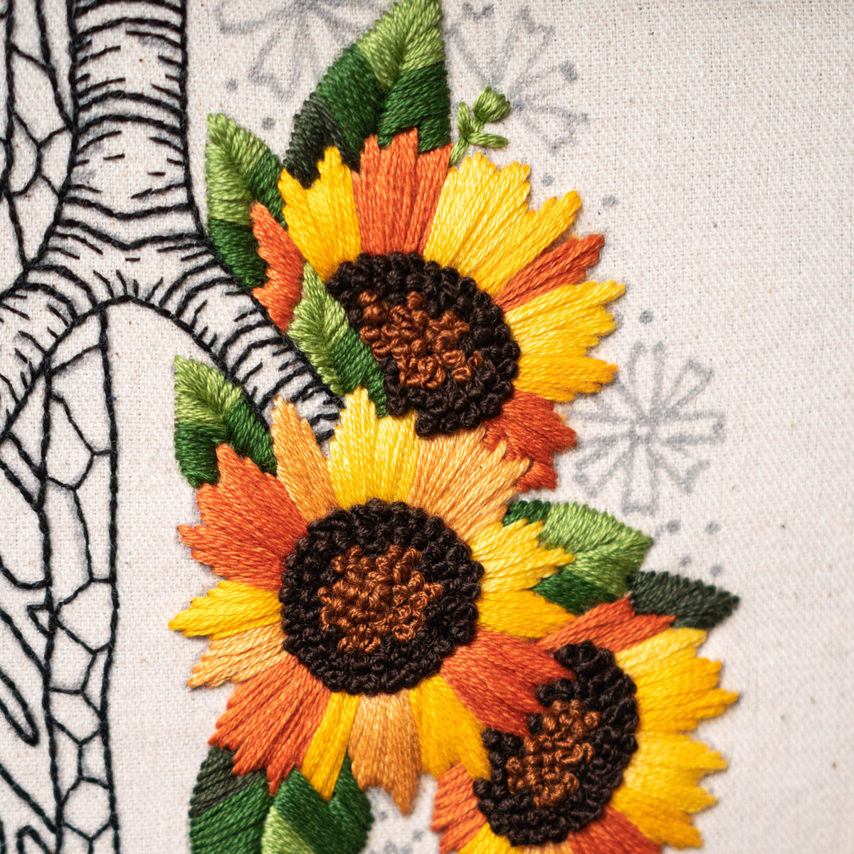 Sunflower Lungs & Floral Art – Anatomical Embroidery Pattern PDF