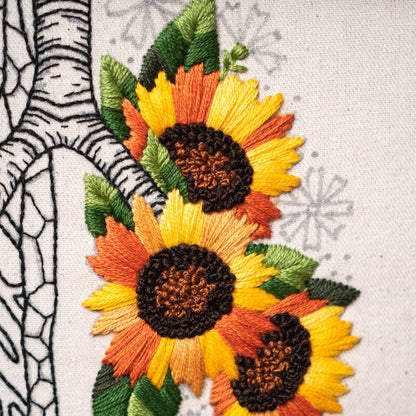 Sunflower Lungs & Floral Art – Anatomical Embroidery Pattern PDF