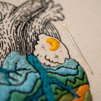 Anatomical Heart & Mountain Landscape – Embroidery Pattern PDF