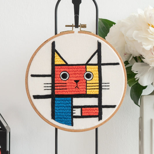 Cat Meowdrian & Geometric Art – Famous Artist Embroidery Pattern PDF