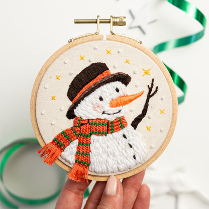 Embroidery Pattern - The SNOWMAN, Winter and Christmas PDF Pattern, with video tutorials included
