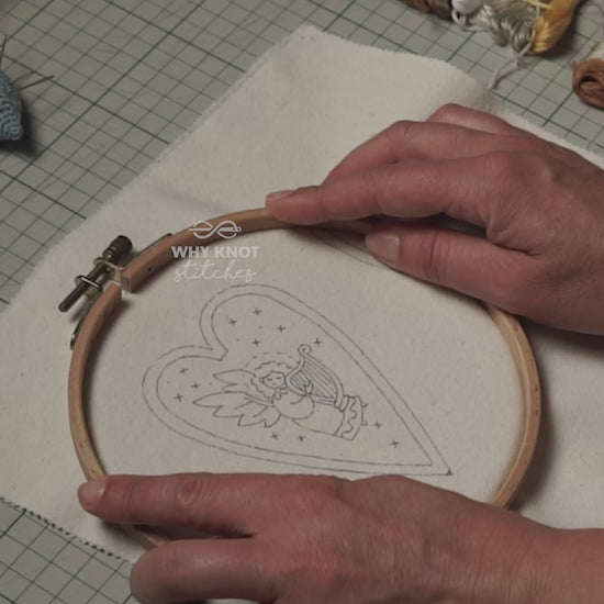 DIY embroidered Christmas heart ornament Why Knot Stitches