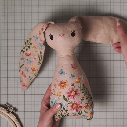 Embroidered Bunny Doll – Stuffed Toy Sewing & Embroidery Pattern PDF